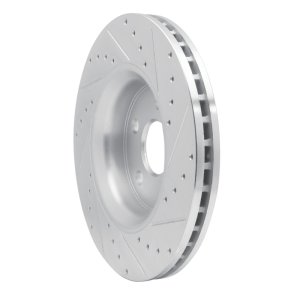 Dodge Durango Brake Rotor (1) - Front Left - R1 Concepts - Drilled & Slotted - Silver - `11-`25